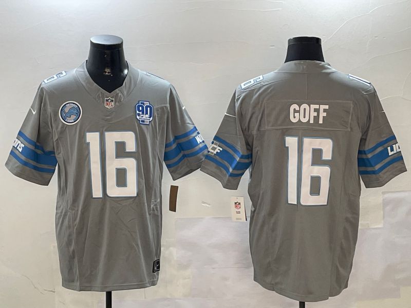 Men Detroit Lions #16 Goff Grey three generations 2024 Nike Limited NFL Jersey style 11023->detroit lions->NFL Jersey